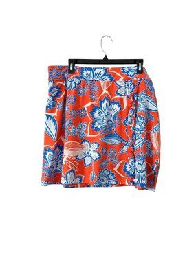 Sport Haley Floral Skort XXL Orange & Blue Pockets Ruffle Accent Golf Casual-lpb